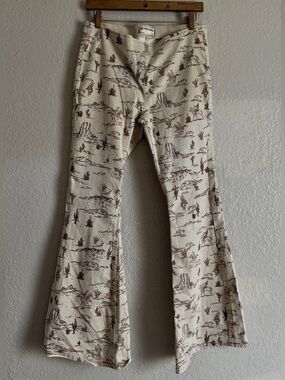 We The Free Cream Flare Pants with Brown Desert Print